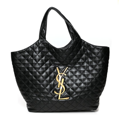 Saint Laurent Lambskin Quilted Maxi Icare Shopping Tote Black 3 of 20