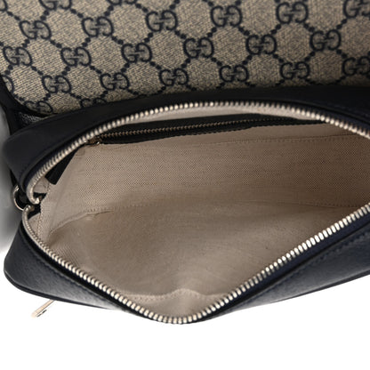 Gucci GG Supreme Monogram Textured Dollar Calfskin Web Studded Mini Ophidia Flap Shoulder Bag Beige Blue 5 of 10