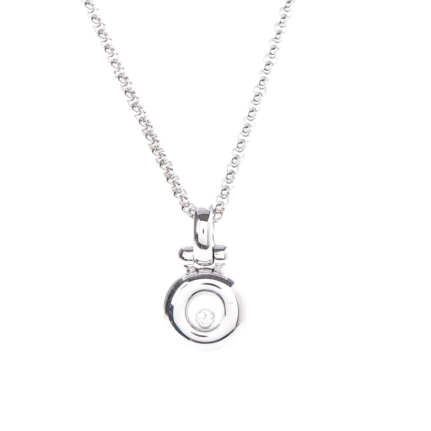 18K White Gold Diamond Happy Pendant Necklace