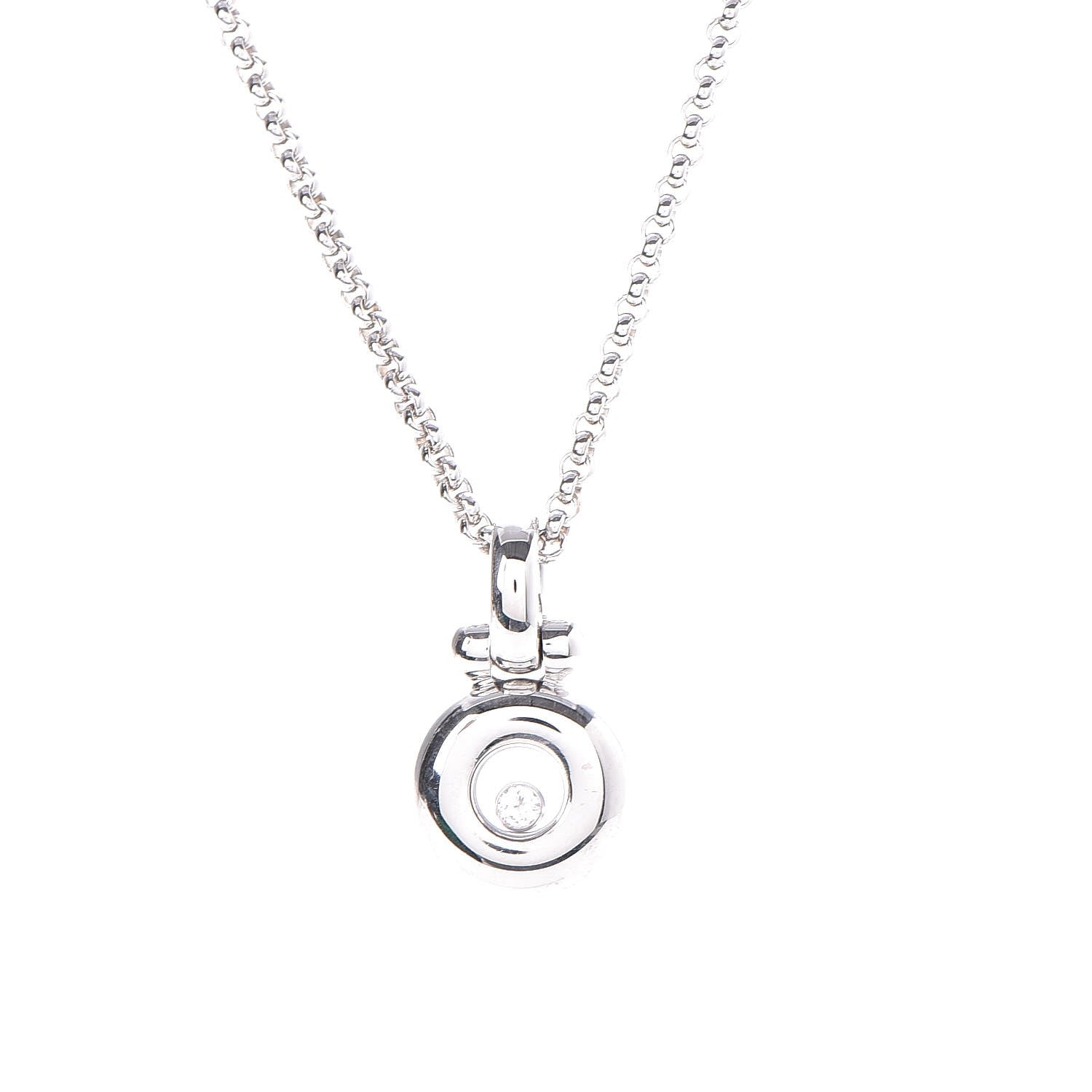 Chopard 18K White Gold Diamond Happy Pendant Necklace 6 of 6