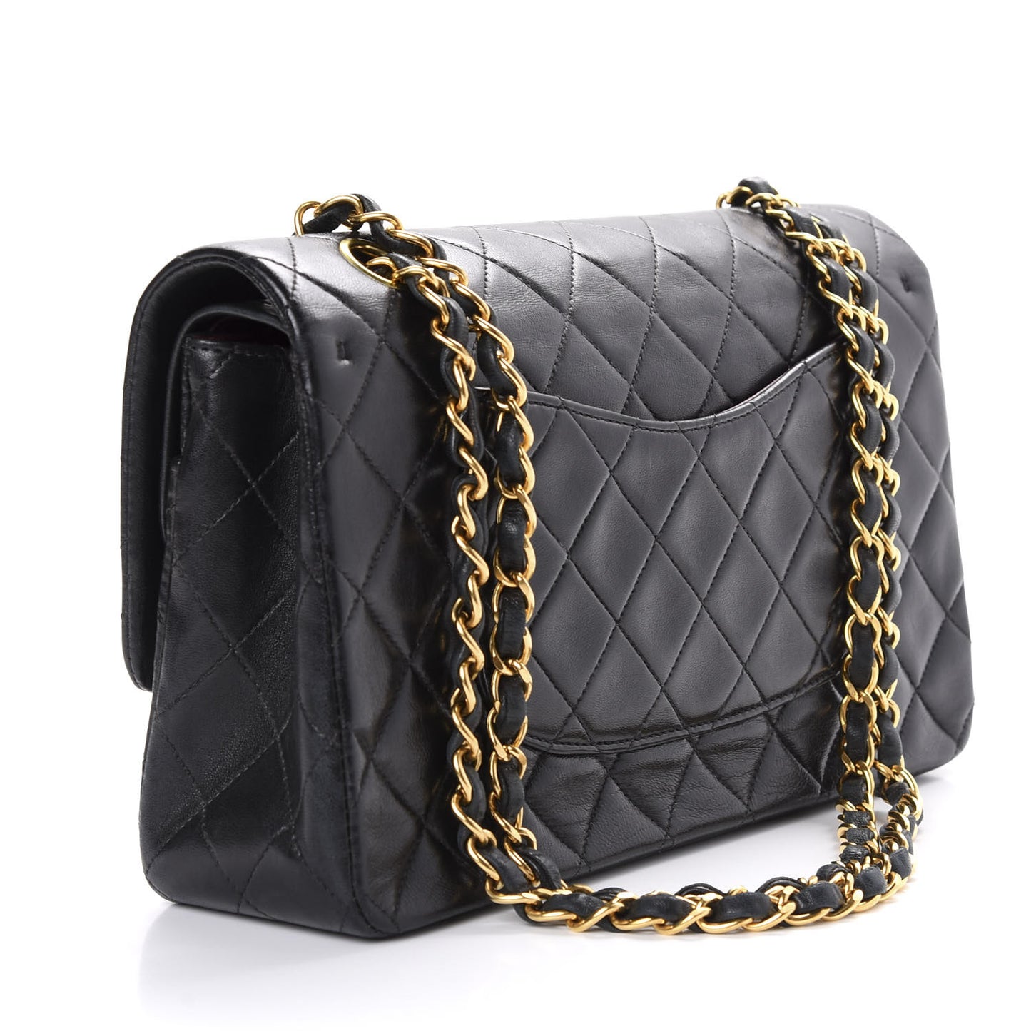 Lambskin Quilted Medium Double Flap Black