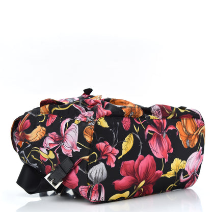 Prada Tessuto Nylon Floral Print Medium Backpack Black 3 of 10
