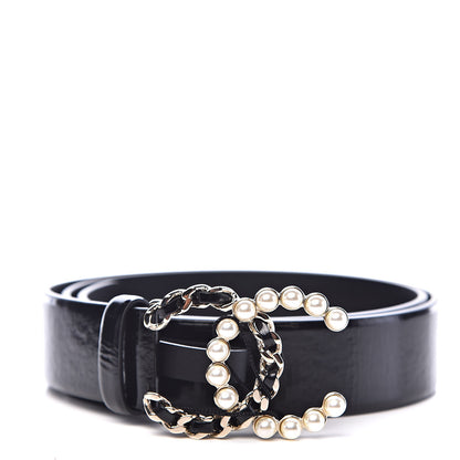 Chanel Calfskin Pearl CC Chain Belt 80 32 Black 1 of 9