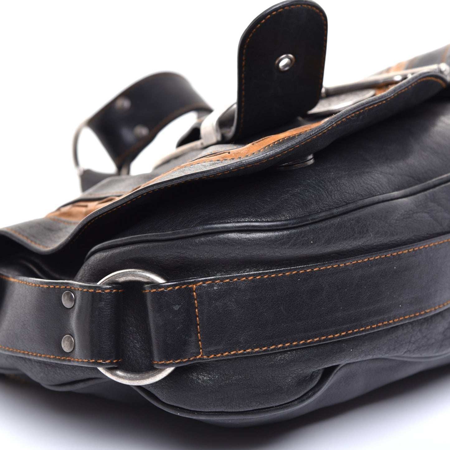 Calfskin Medium Gaucho Double Saddle Bag Black