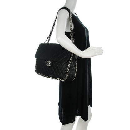 Chanel Washed Lambskin Quilted Maxi Chain Around Flap Black 2 of 7