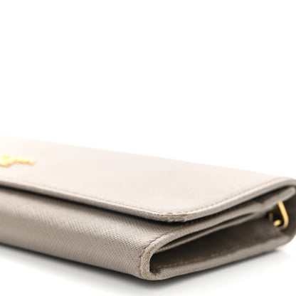Prada Saffiano Metal Oro Chain Wallet Argilla 9 of 11