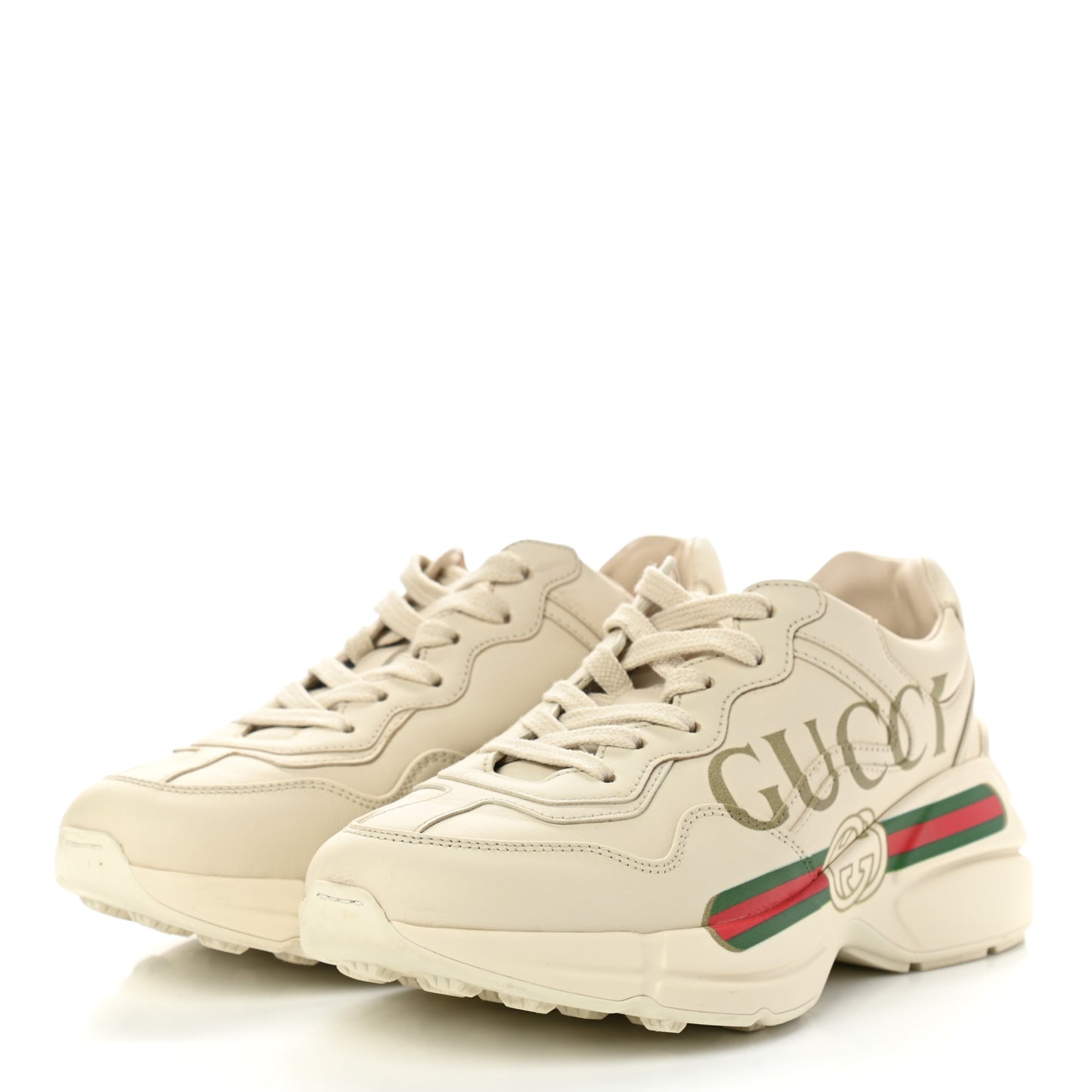 Calfskin Logo Womens Rhyton Sneakers 35.5 Ivory
