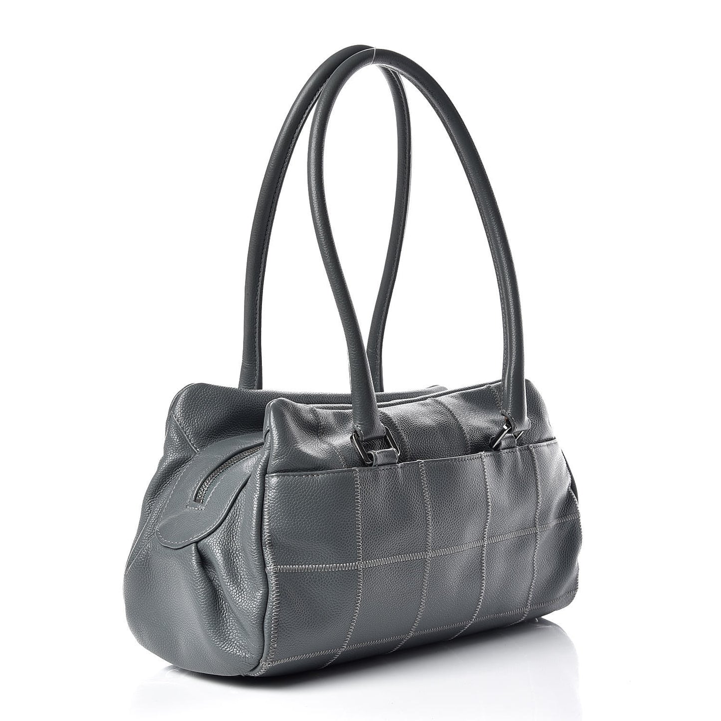 Caviar Square Stitched Medium Tote Grey