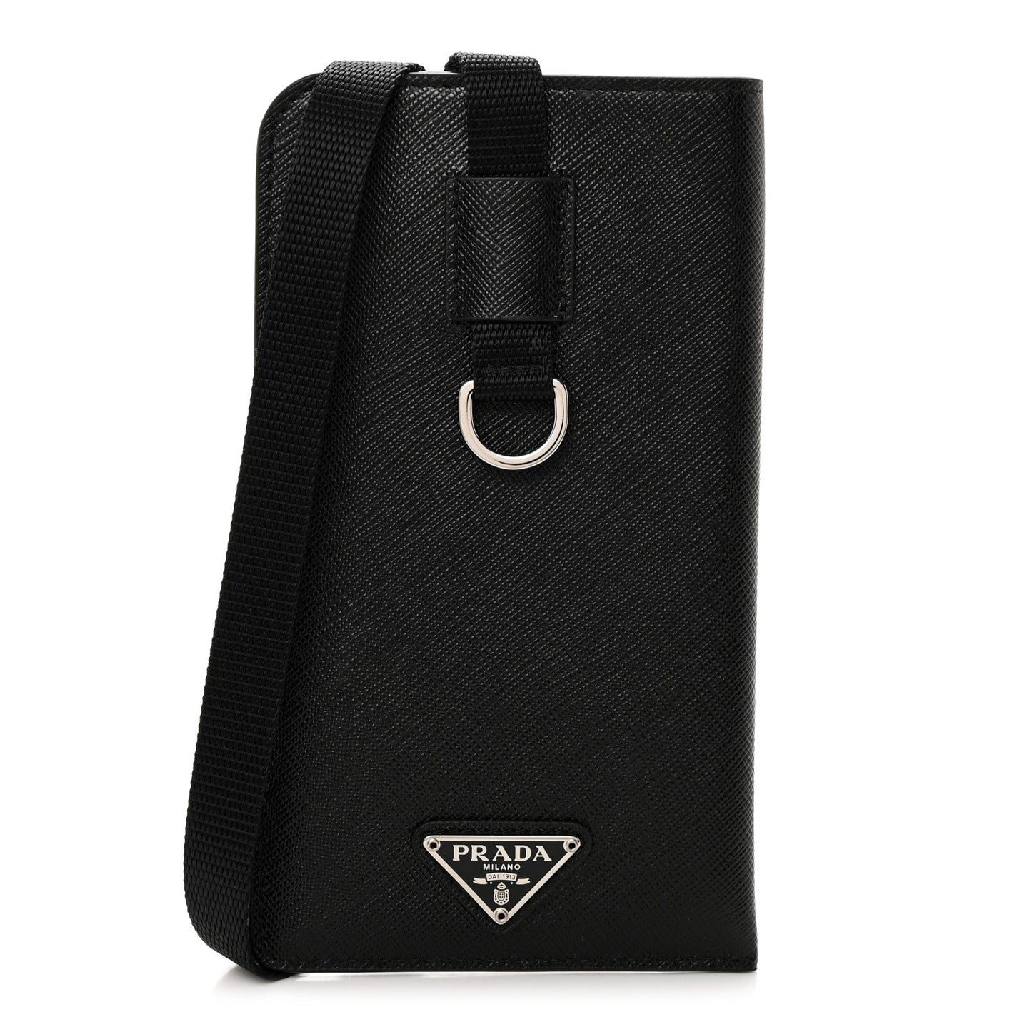 Saffiano Lanyard Card Case Black