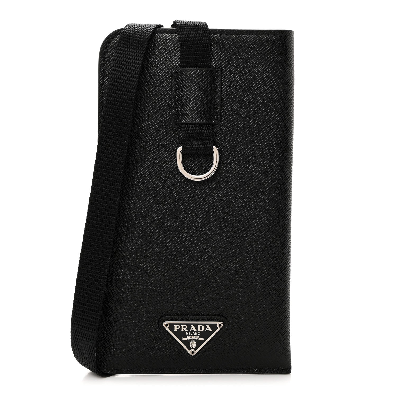 Prada Saffiano Lanyard Card Case Black 1 of 8