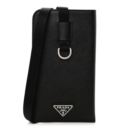 Prada Saffiano Lanyard Card Case Black 1 of 8