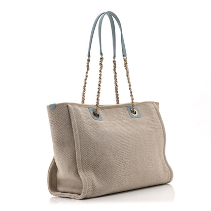 Chanel Mixed Fibers Calfskin Small Deauville Tote Grey Light Blue 4 of 11