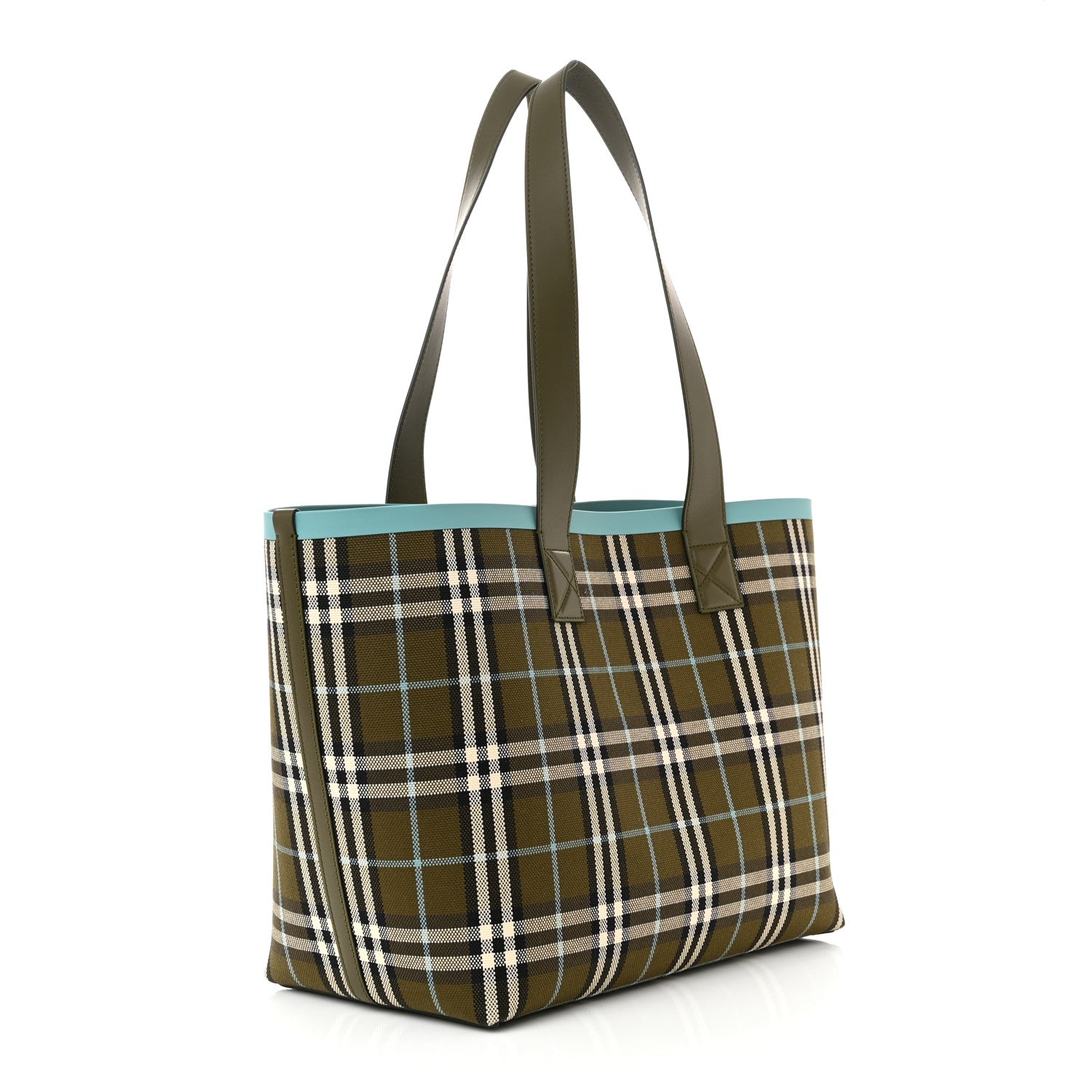 Burberry Cotton Check Medium London Tote Bag Olive Green 4 of 11