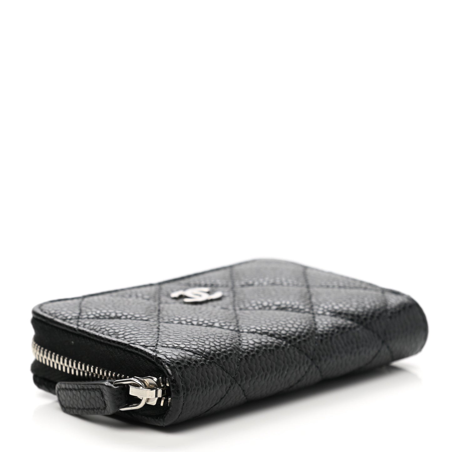 Caviar Quilted Zip Coin Purse Black