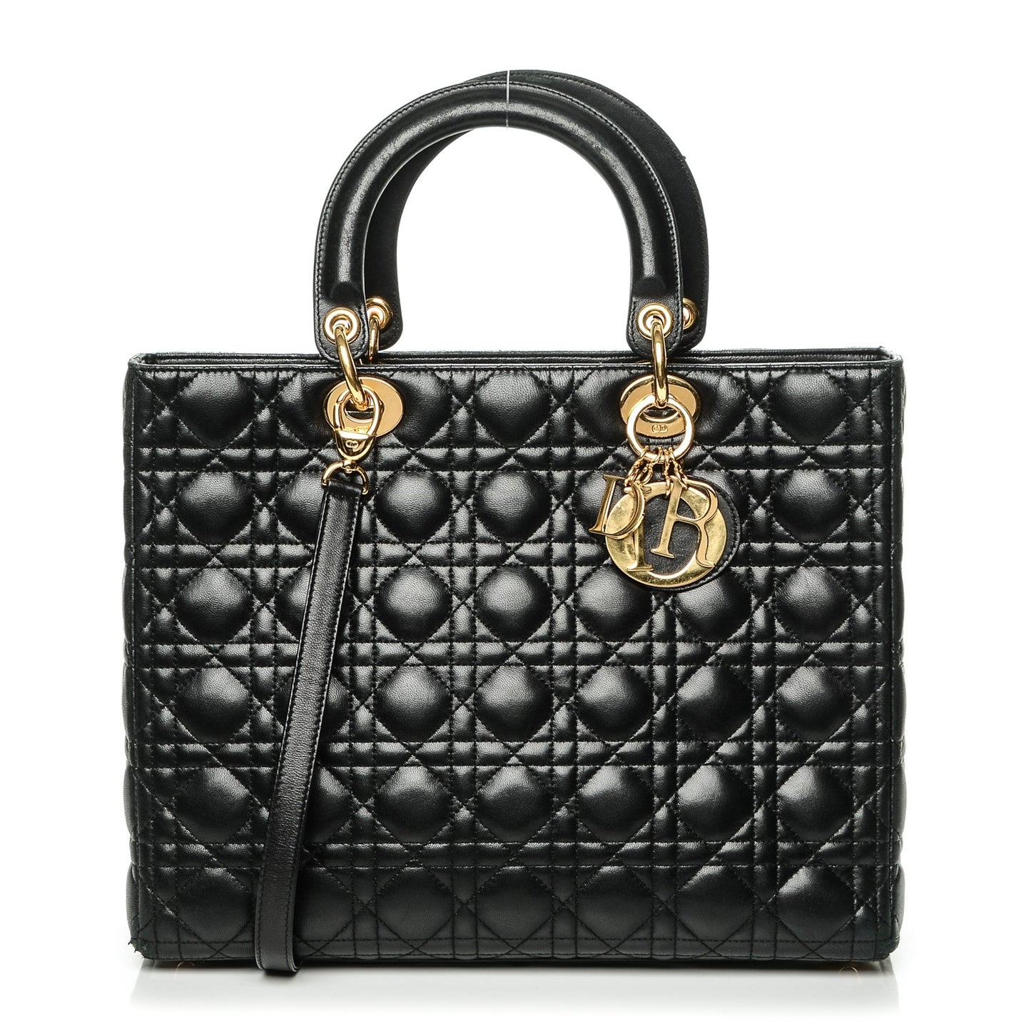 Vintage Lambskin Cannage Large Lady Dior Black