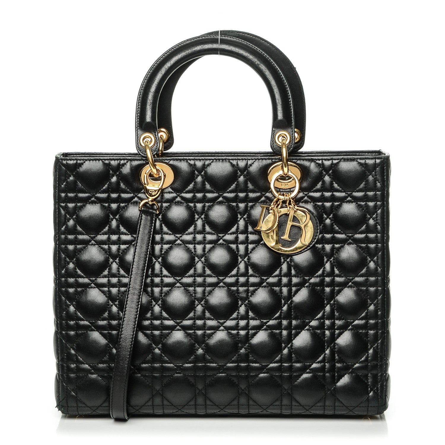Christian Dior Vintage Lambskin Cannage Large Lady Dior Black 1 of 14