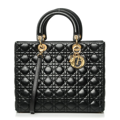 Christian Dior Vintage Lambskin Cannage Large Lady Dior Black 1 of 14