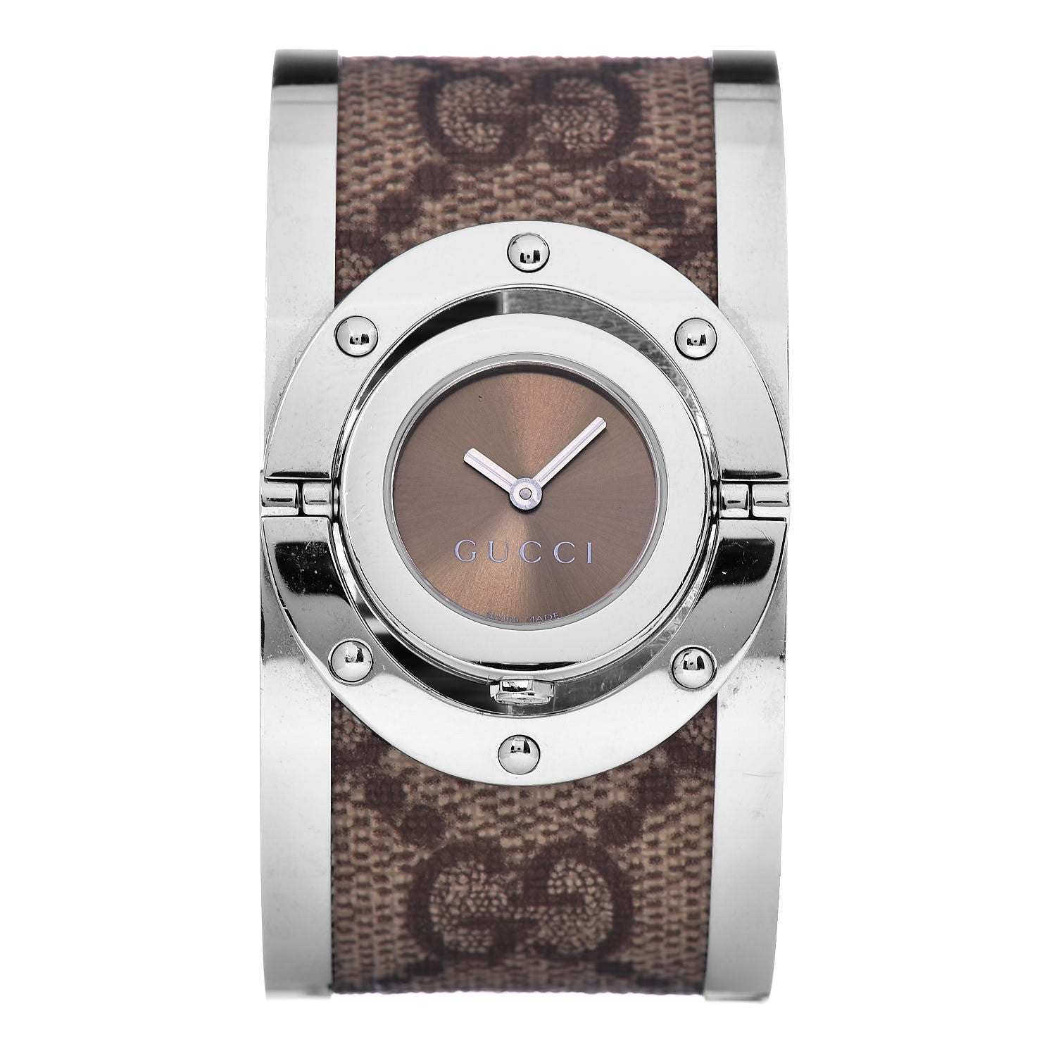 Gucci Stainless Steel Canvas 33mm Twirl Monogram Quartz Watch Brown 1 of 6