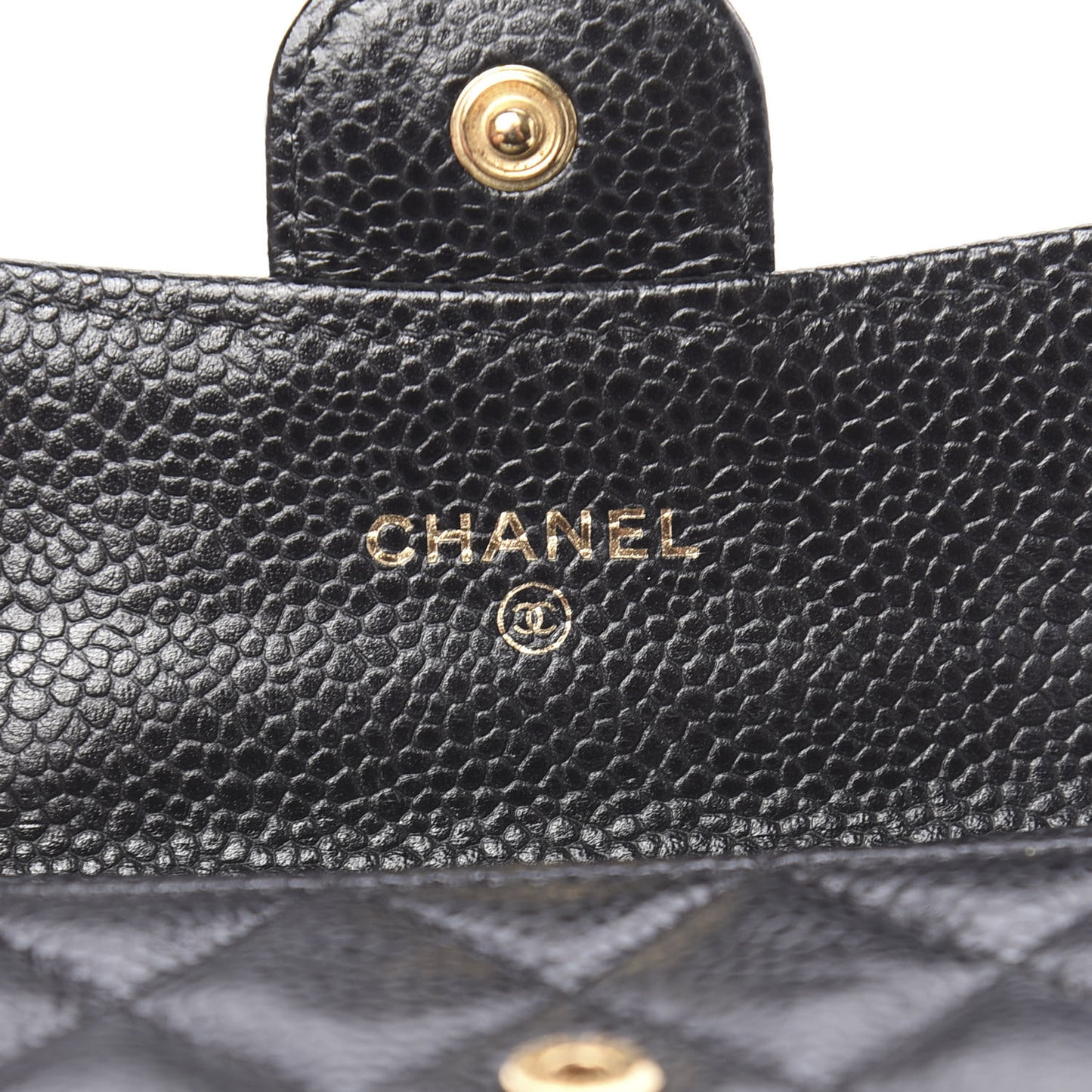 Caviar Quilted Flap Card Holder Black