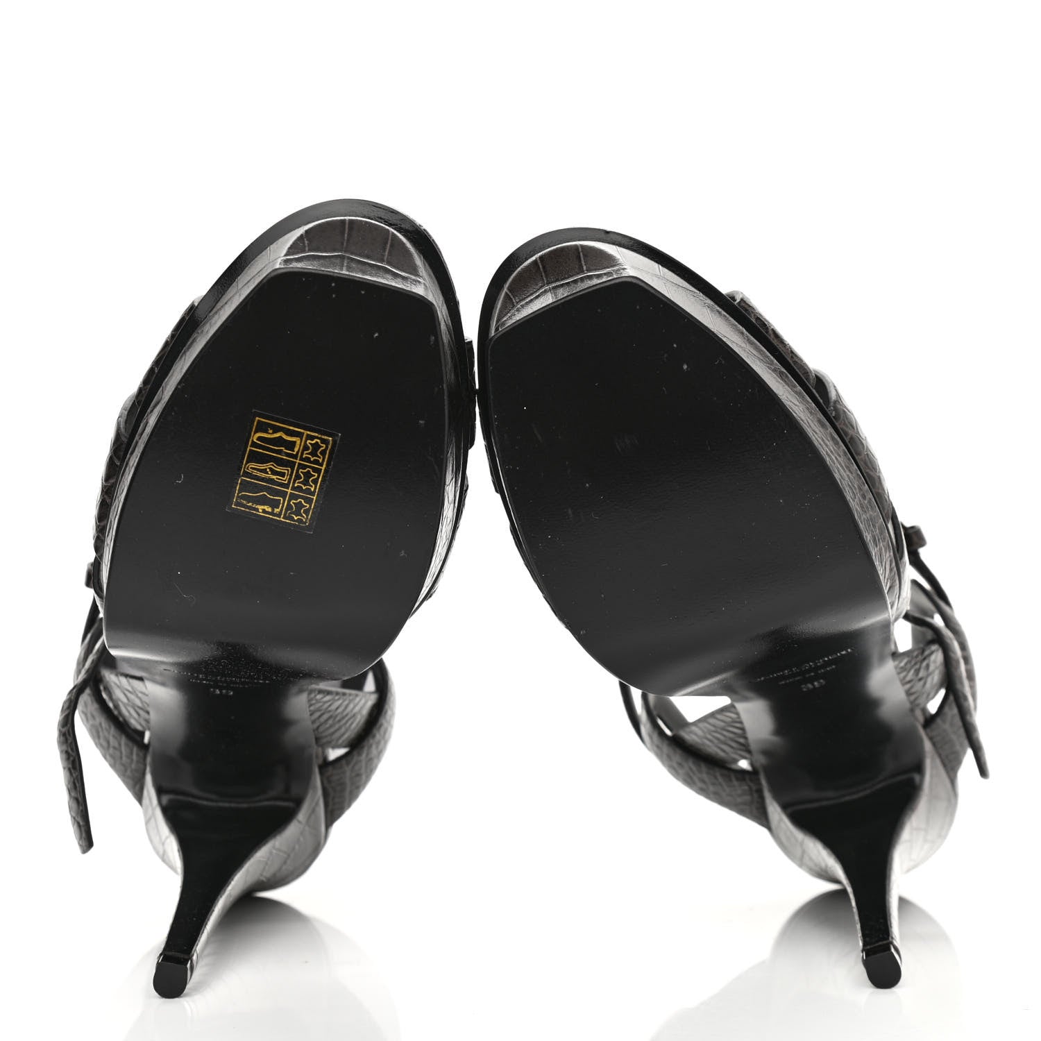 Saint Laurent Calfskin Embossed Crocodile Tribute 105 Platform Sandals 39 Ultra Grey 5 of 8