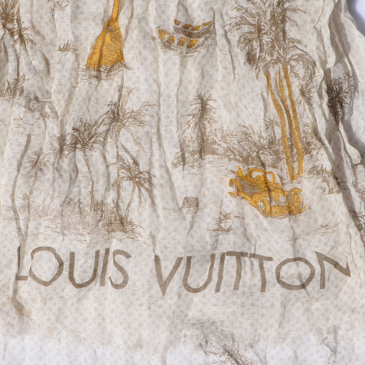 Louis Vuitton Cotton Linen Toile Etole De Louis Pareo Beige 5 of 7