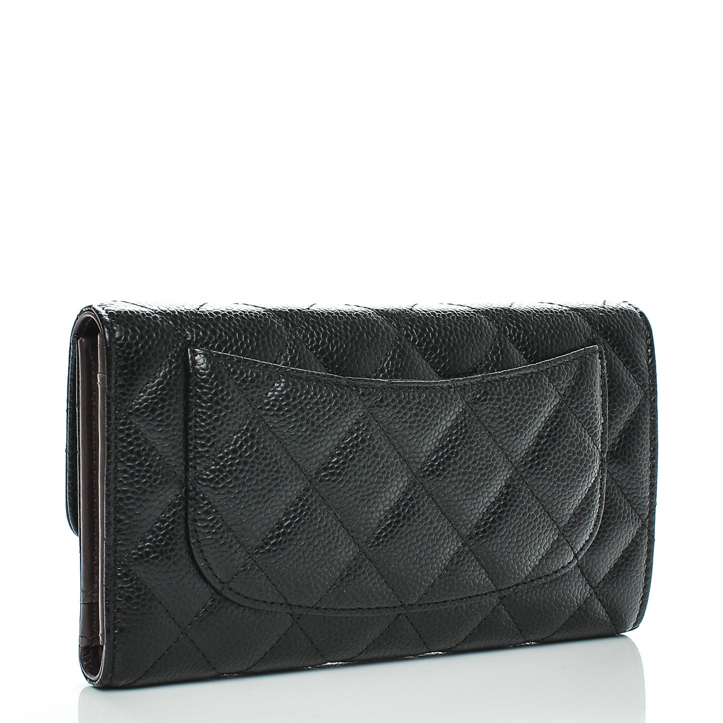 Caviar Quilted Large Flap Wallet Black