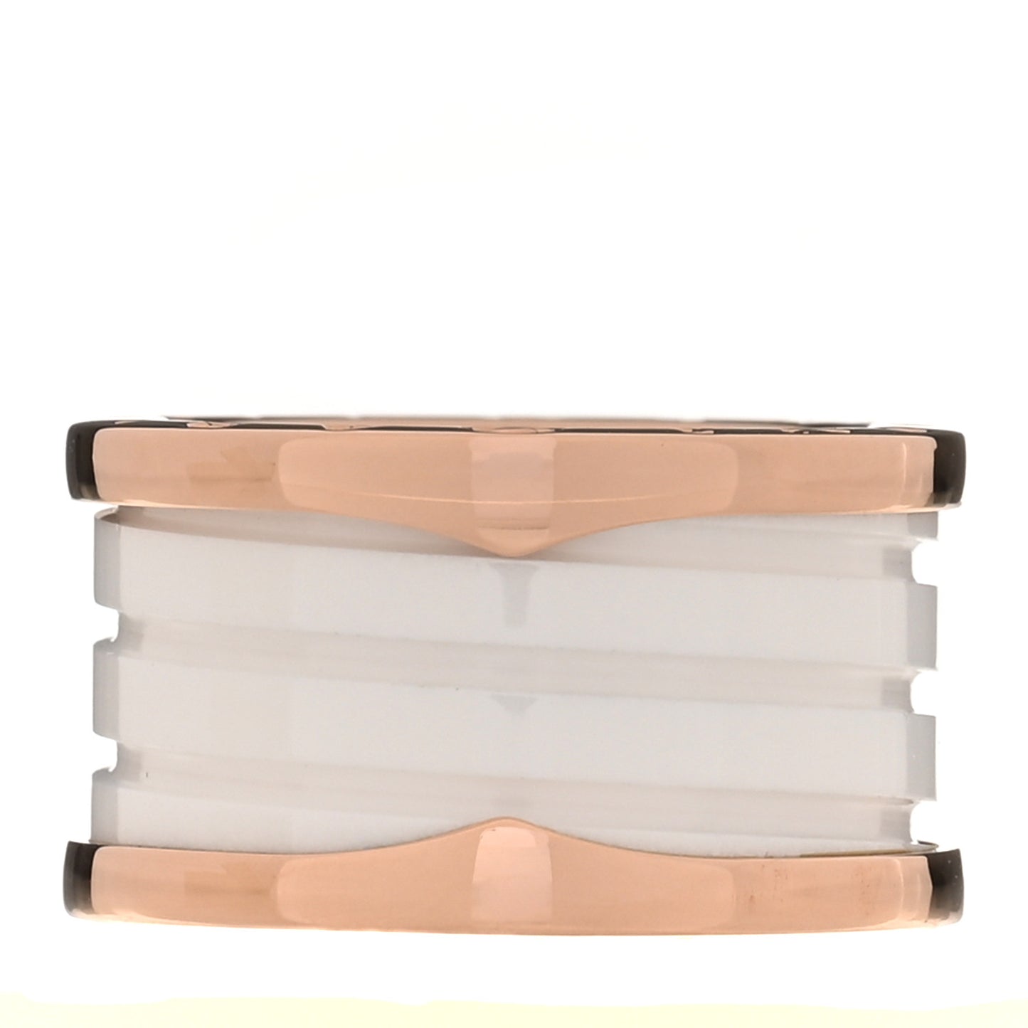 18K Rose Gold White Ceramic B.Zero1 Four-Band Ring 51 5.75