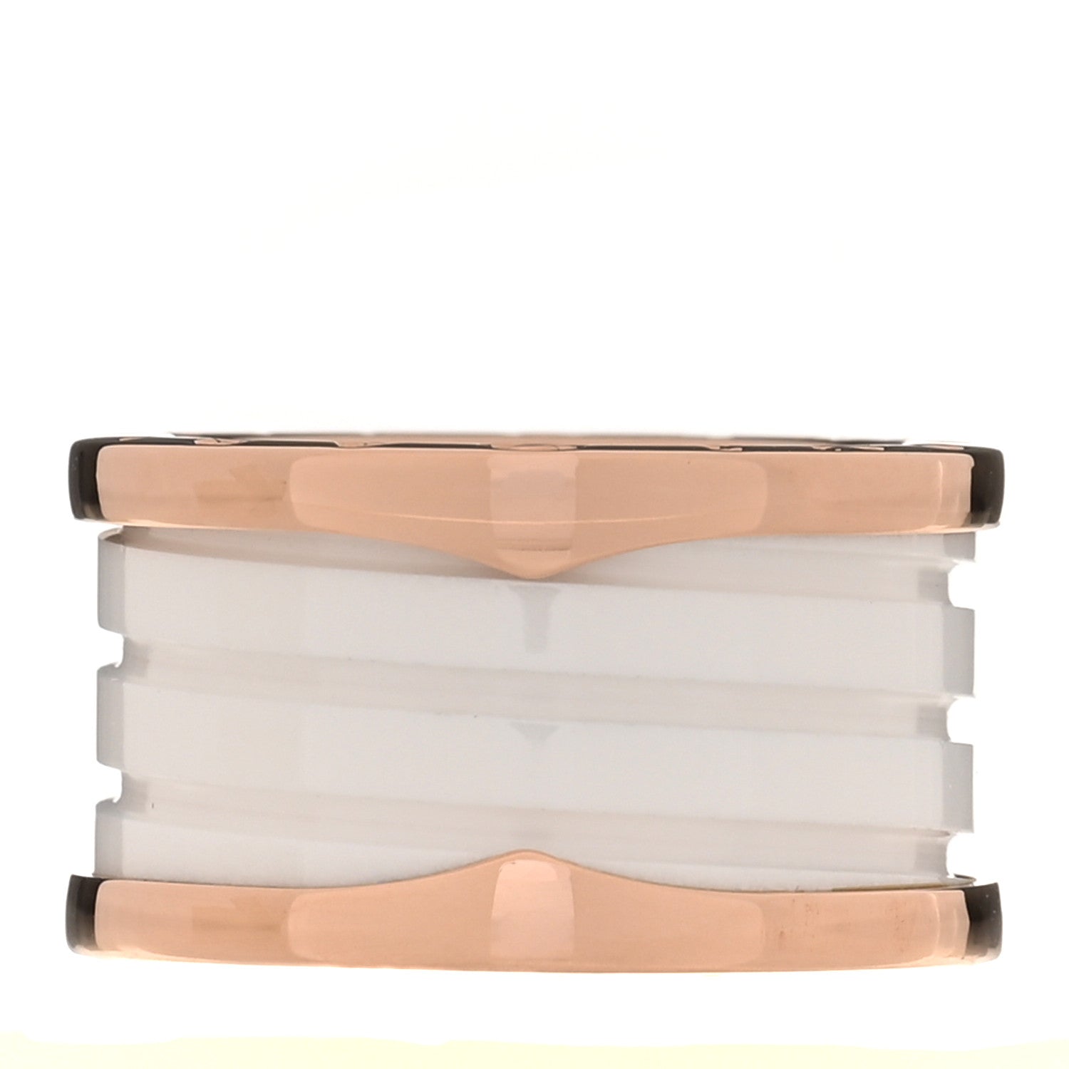 Bulgari 18K Rose Gold White Ceramic B.Zero1 Four-Band Ring 51 5.75 1 of 5