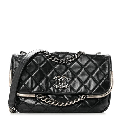 Chanel Glazed Calfskin Quilted Metal Chain Flap Black 1 of 8
