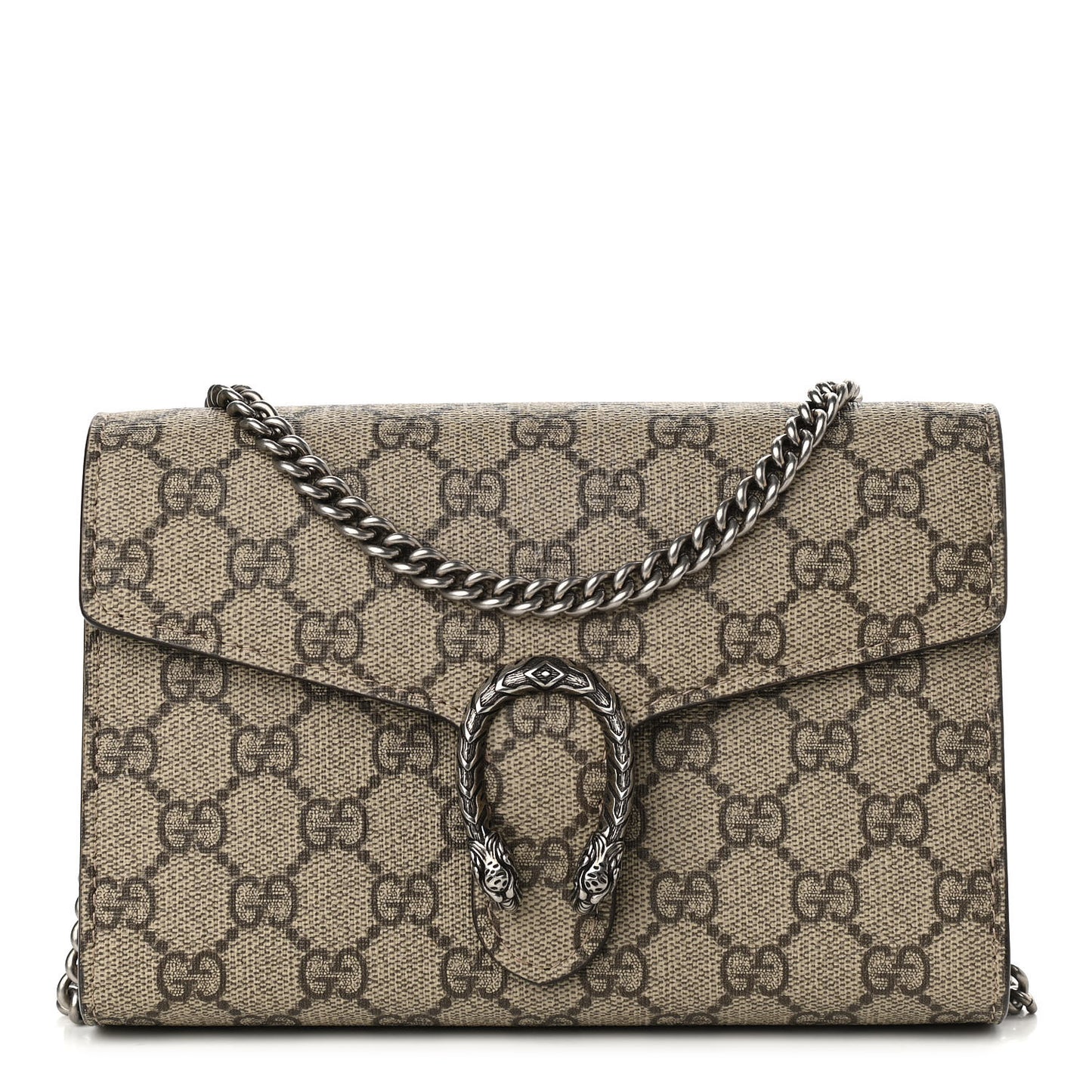 GG Supreme Monogram Mini Dionysus Chain Wallet Beige Taupe