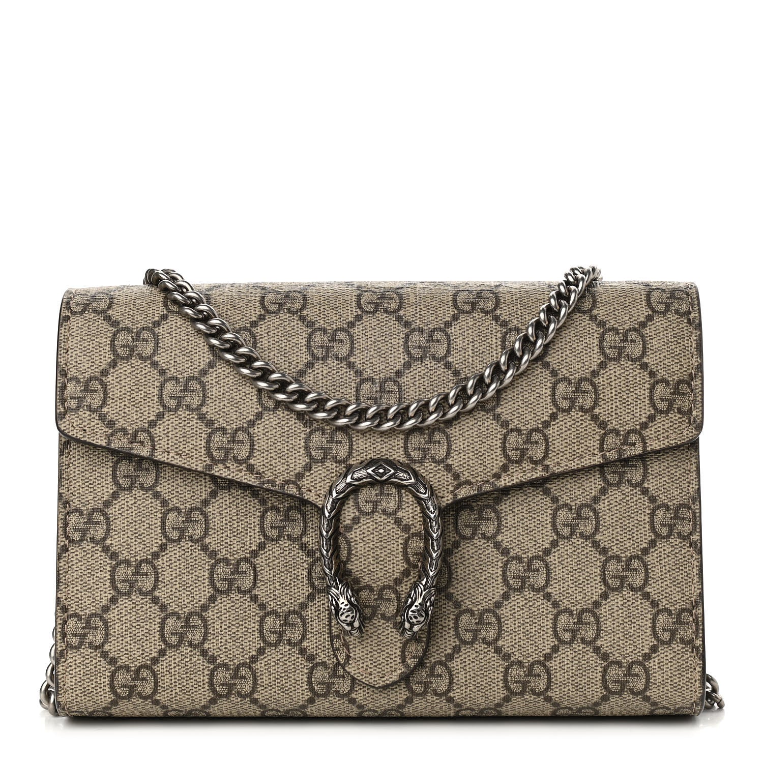 Gucci GG Supreme Monogram Mini Dionysus Chain Wallet Beige Taupe 1 of 12