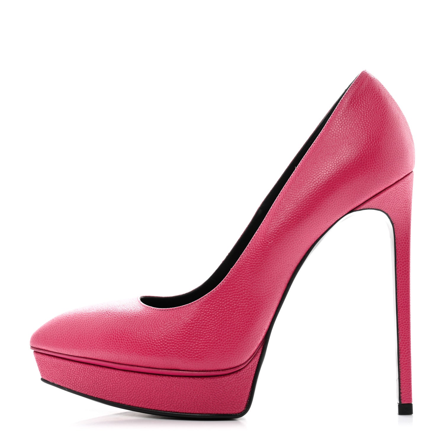 Saint Laurent Pebbled Calfskin Janis 105 Platform Pumps 39 Fuchsia 1 of 10