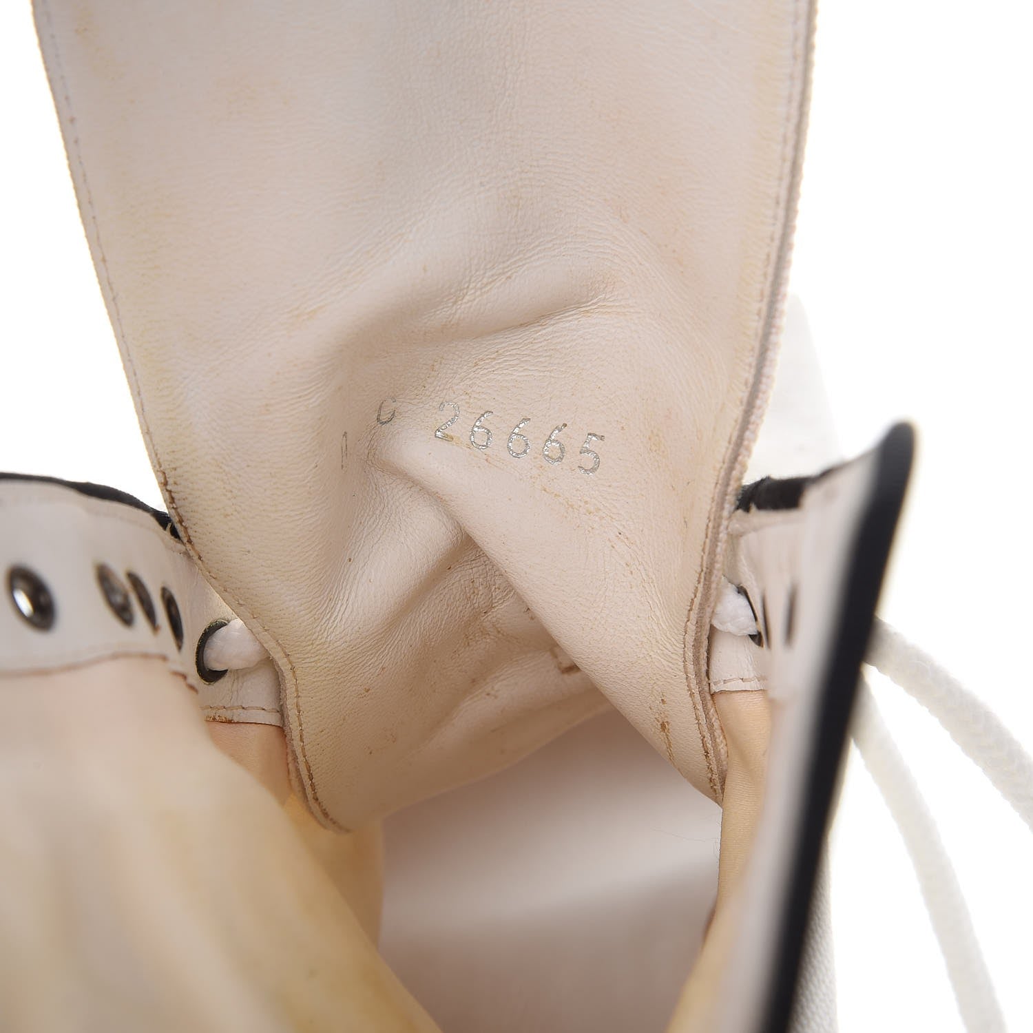 Chanel Canvas Lace Up Wedge Boots 37.5 White Black 9 of 18