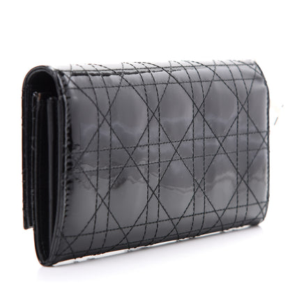 Christian Dior Patent Cannage Rendezvous Wallet Black 3 of 7