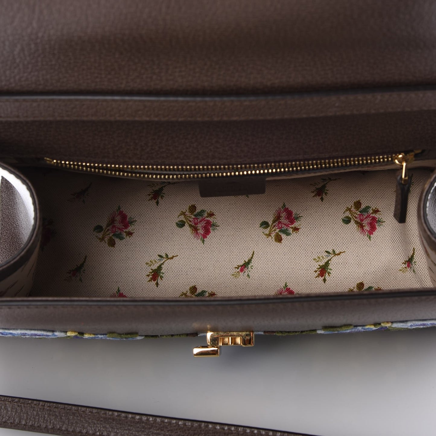 Calfskin Embroidered Medium Sylvie Top Handle Bag New Acero Multicolor