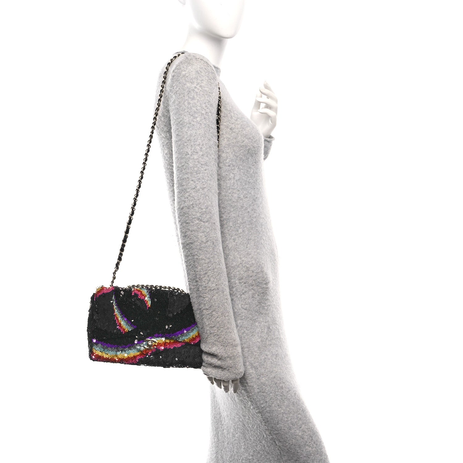 Chanel Sequin Medium Single Flap Blue Black Multicolor 2 of 11