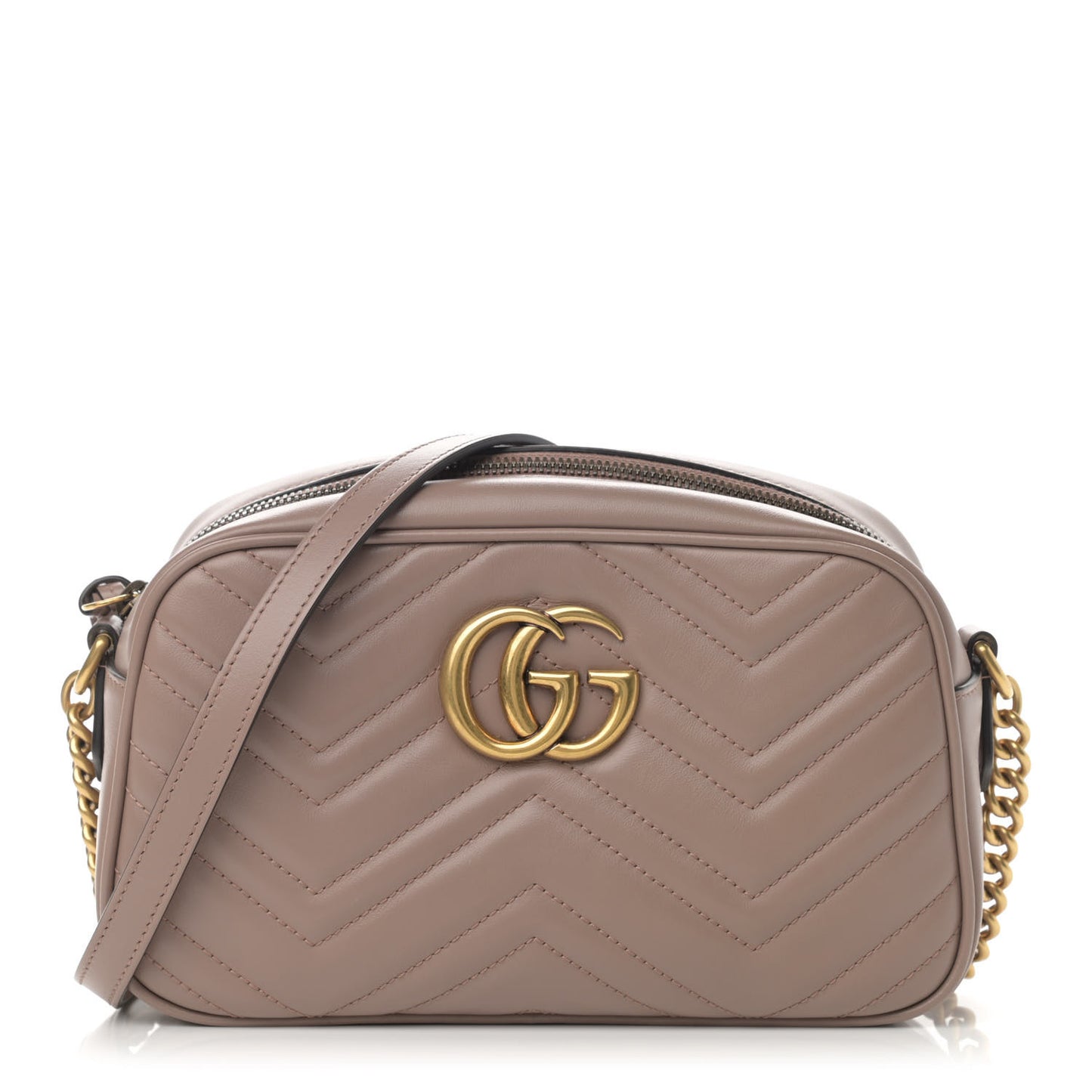 Calfskin Matelasse Small GG Marmont Chain Shoulder Bag Porcelain Rose