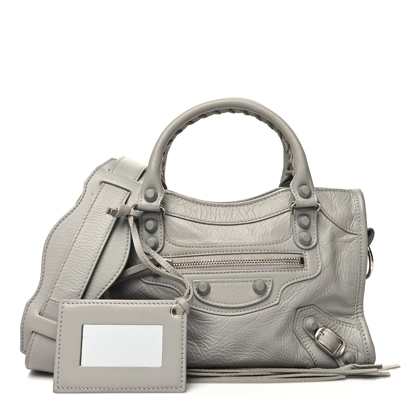 Matte Goatskin Rubber Covered Classic Hardware Mini City Gris Glace