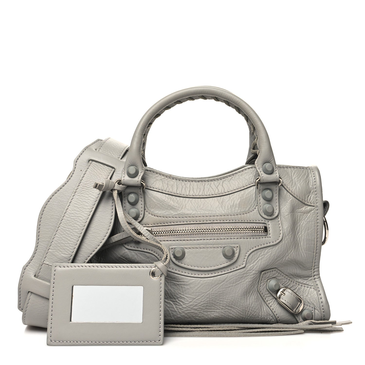 Balenciaga Matte Goatskin Rubber Covered Classic Hardware Mini City Gris Glace 1 of 14