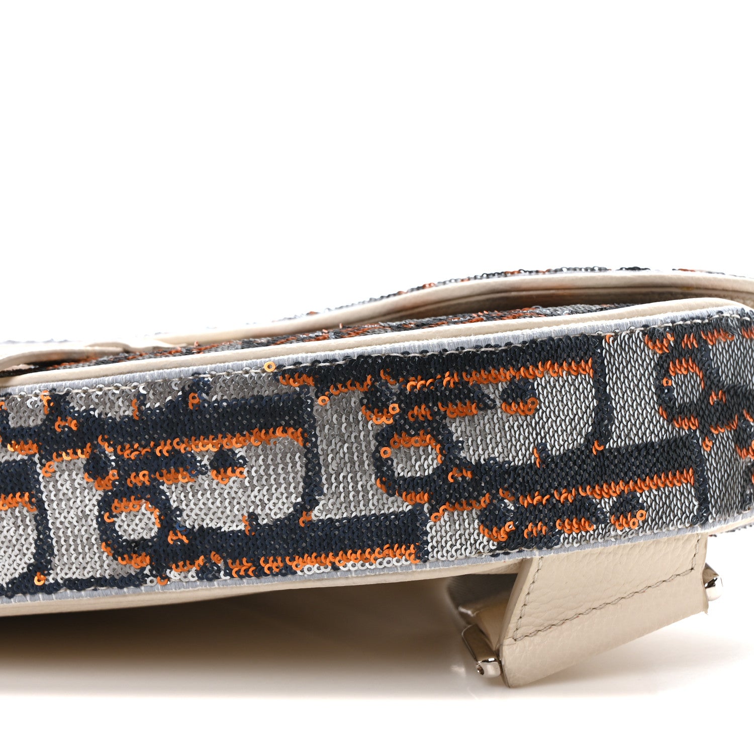 Christian Dior Sequin Oblique Mens Saddle Bag Blue Orange Silver 10 of 10