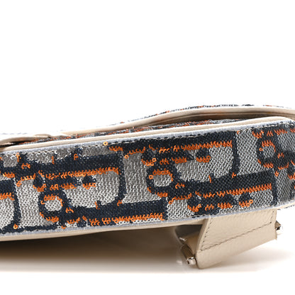 Christian Dior Sequin Oblique Mens Saddle Bag Blue Orange Silver 10 of 10