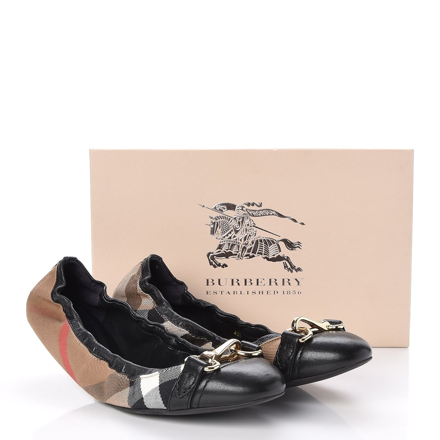 Heritage House Check Shipley Elastic Ballerina Flats 40.5 Black
