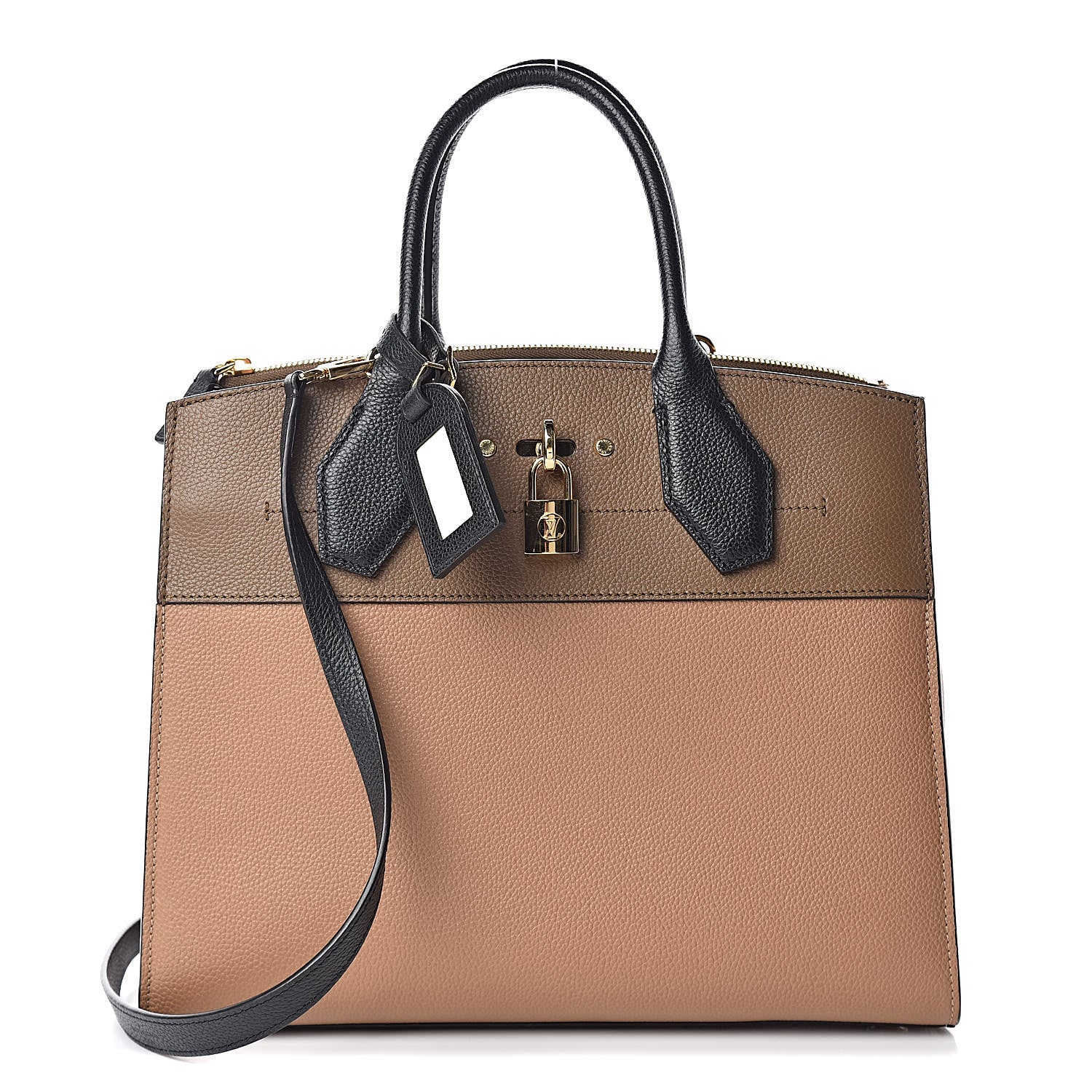 Louis Vuitton Taurillon City Steamer MM Sesame Kombu Black 1 of 9
