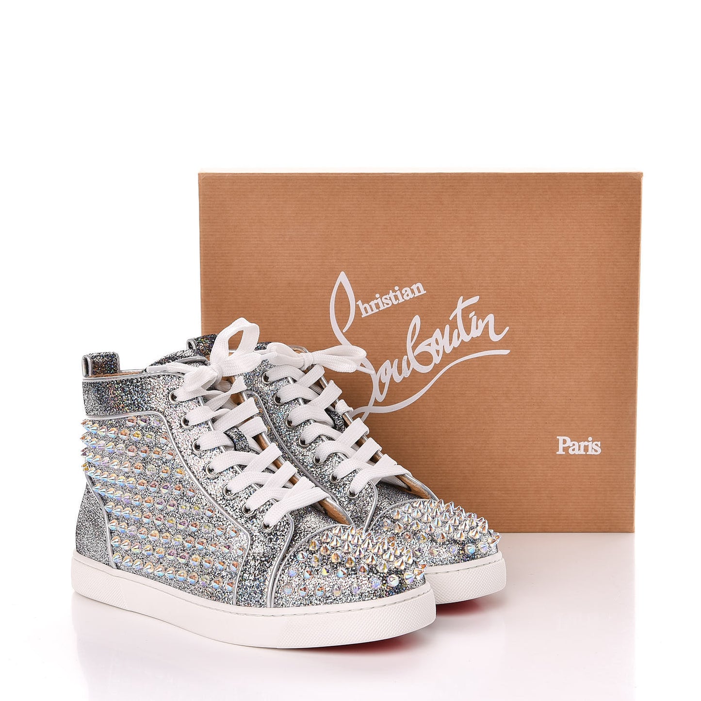 Nappa Mica Spikes Womens Louis Orlato Flat Sneakers 38 Silver