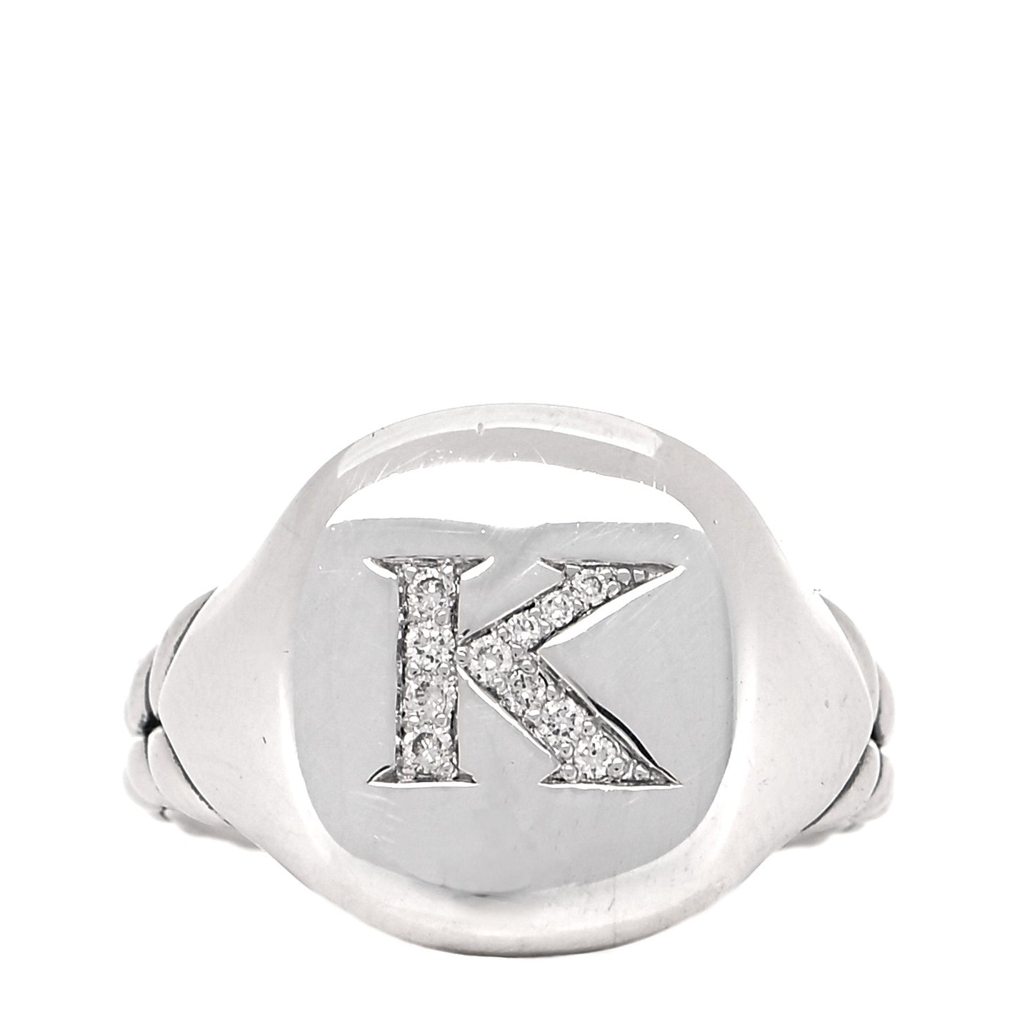 Sterling Silver Diamond 14mm Initial K Pinky Ring 48 4.5