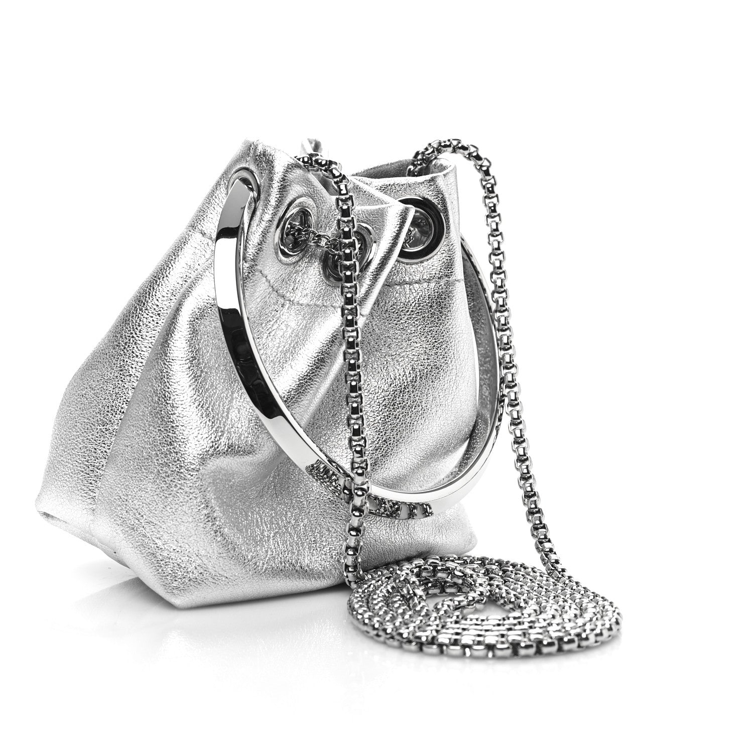 Jimmy Choo Metallic Nappa Micro Bon Bon Bag Silver 3 of 9