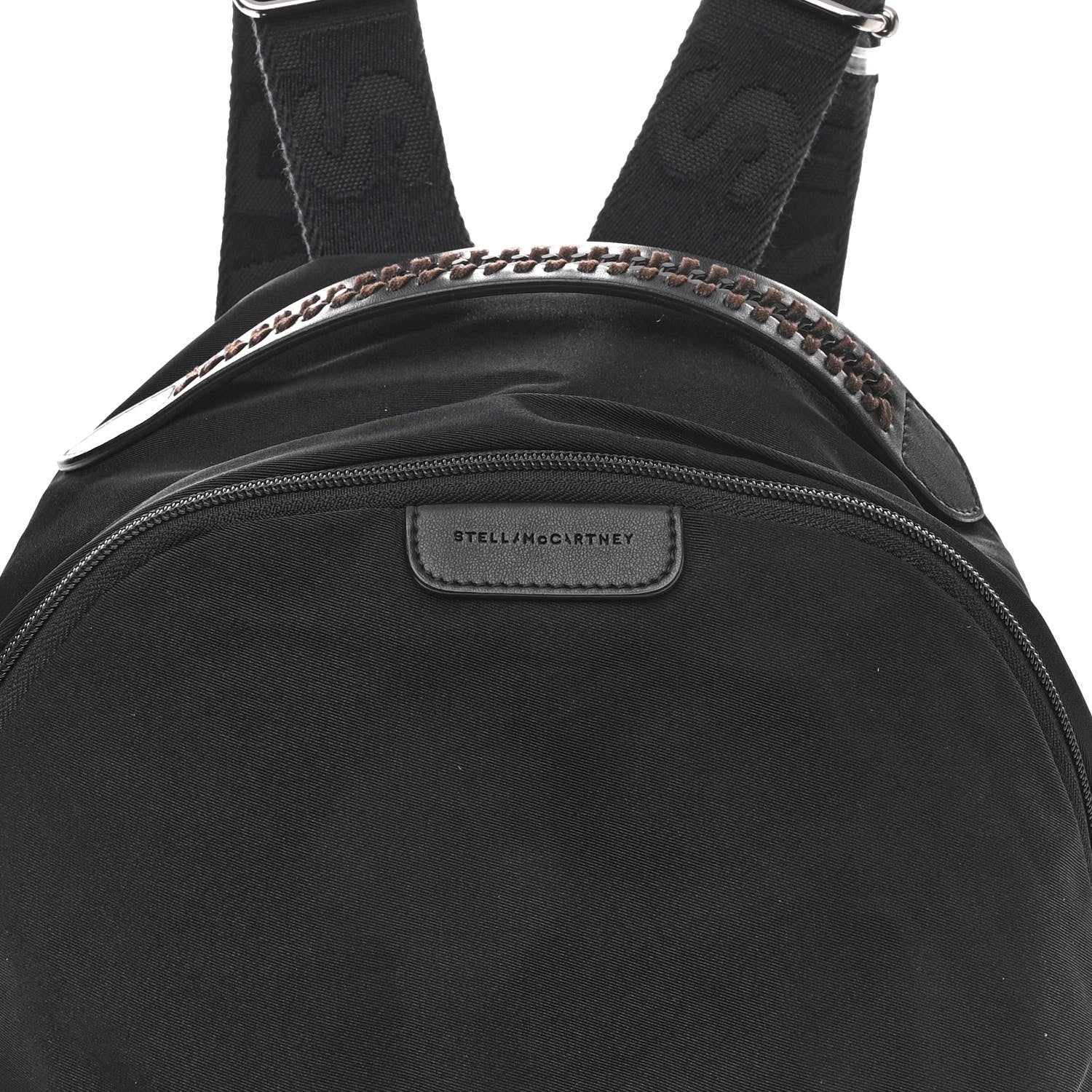 Stella McCartney Nylon Falabella Logo Go Backpack Black White 6 of 8