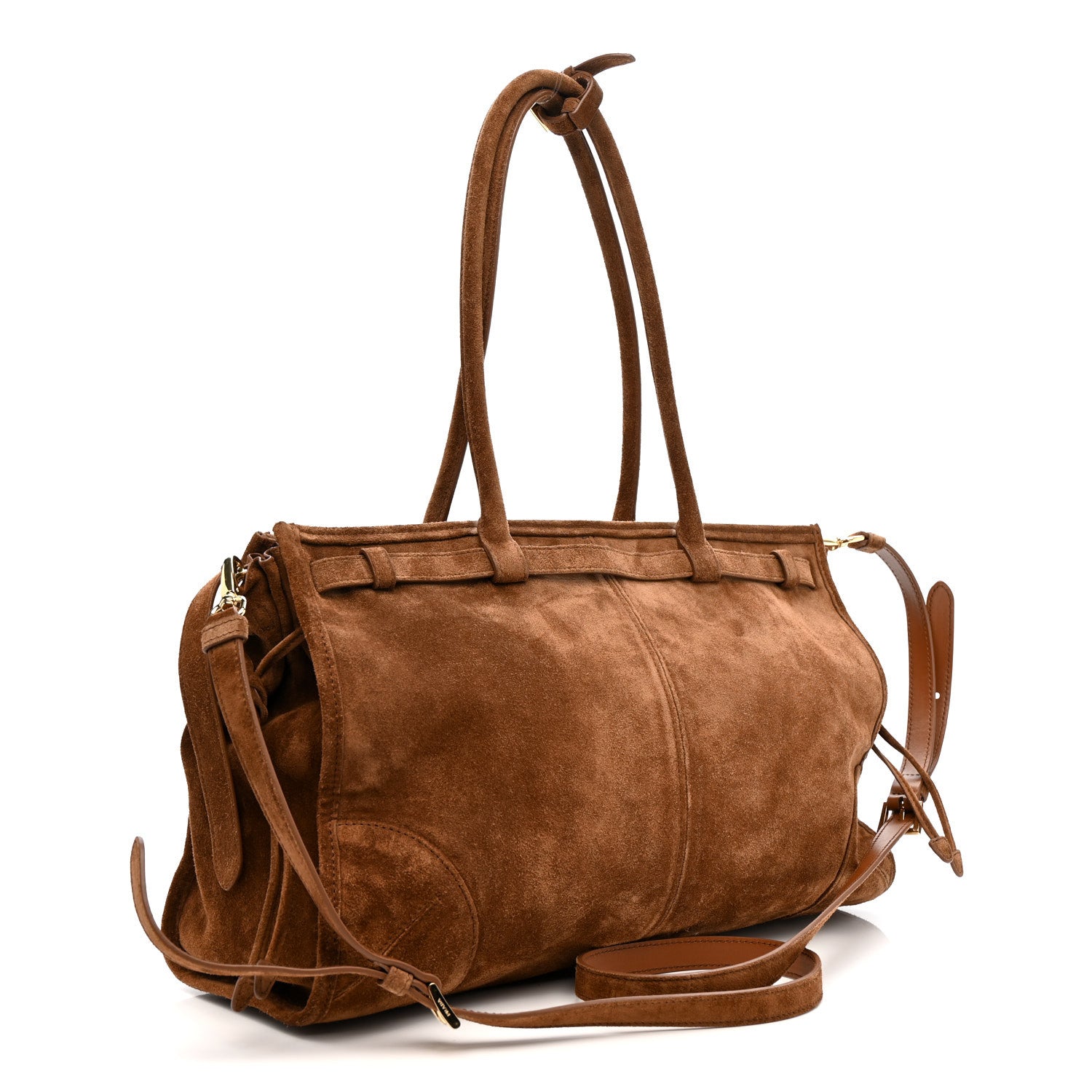 Prada Suede Large Bonnie Shoulder Bag Cocoa Brown 3 of 10