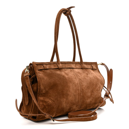 Prada Suede Large Bonnie Shoulder Bag Cocoa Brown 3 of 10