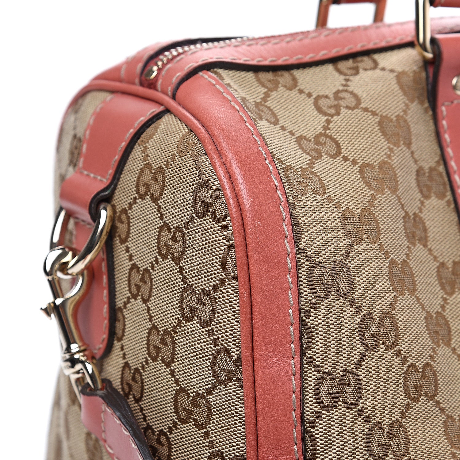 Gucci Monogram Medium Vintage Web Boston Pink 13 of 16
